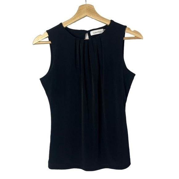 Calvin Klein Petite Pleated Neck Sleeveless Blouse 4P - Picture 1 of 3